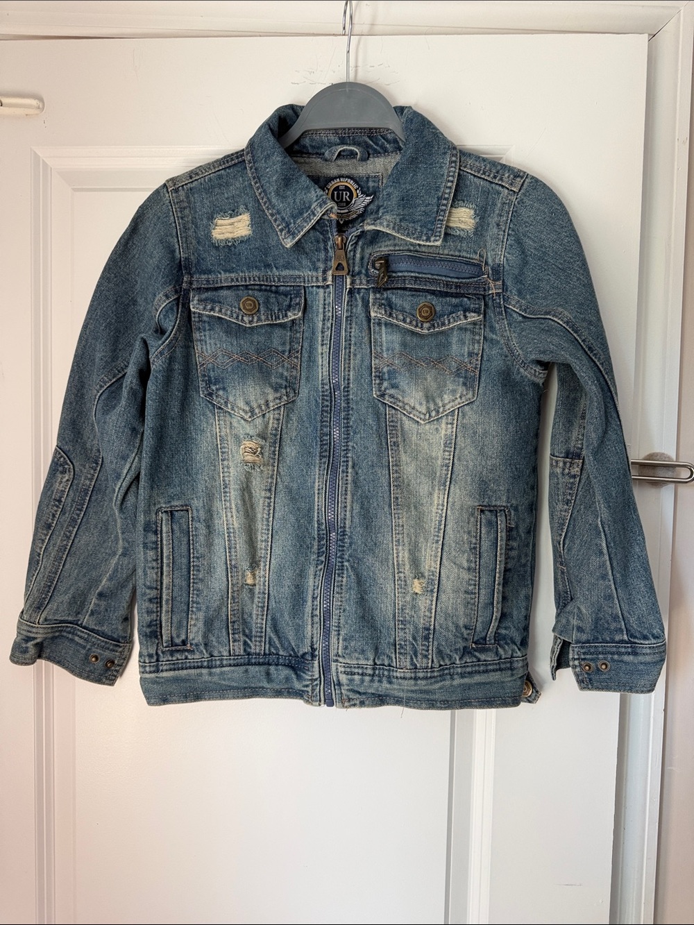 Urban Republic Boys' Light Blue Distressed Jean Jacket